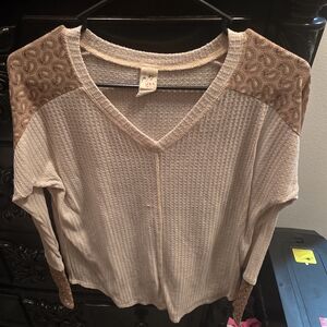 7th Ray Beige Textured Knit Top